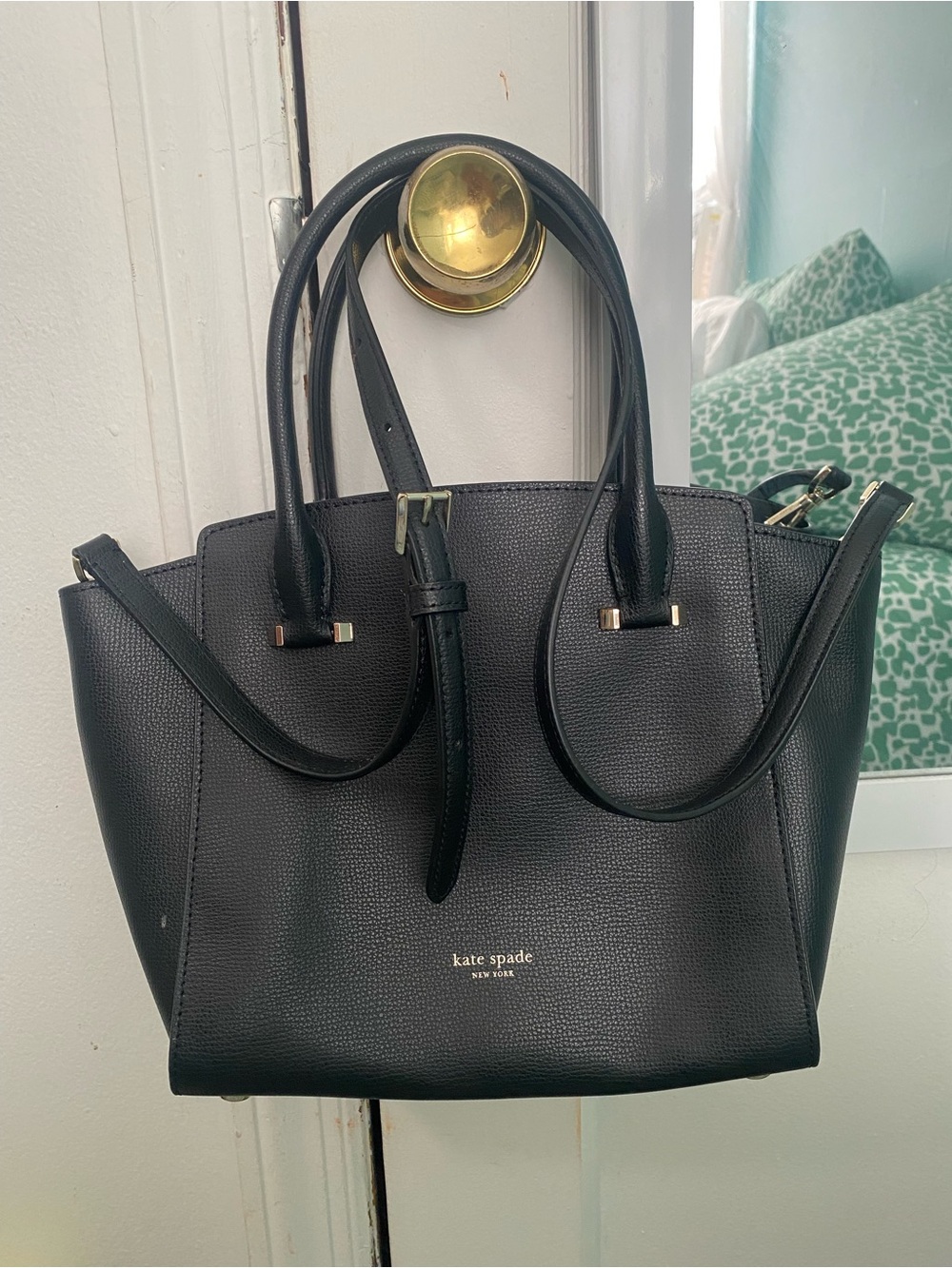 kate spade Black Pebbled Leather Tote with Double Handles
